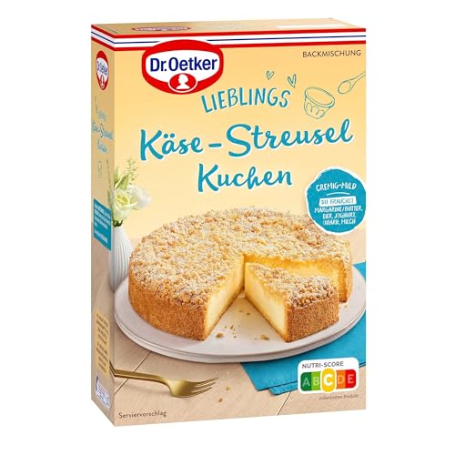Dr. Oetker Käse-Streusel Kuchen, 6er Pack (6 x 730 g), Backmischung für cremigen Käsekuchen mit Streuseln, einfache Zubereitung & gelingsicheres Backen von Dr. Oetker