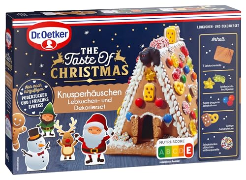 Dr. Oetker Knusper-Häuschen, Lebkuchenhaus und Dekorierset zum Basteln und Verzieren für die Weihnachtszeit - 1 x 403 g von Dr. Oetker