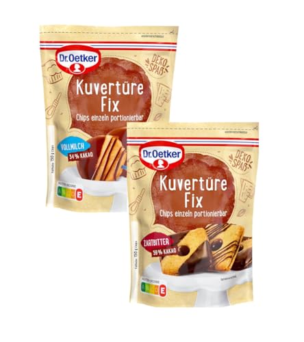 Dr. Oetker Kuvertüre Fix Vollmilch & Zartbitter Set 4er Pack (4 x 150g) von Dr. Oetker
