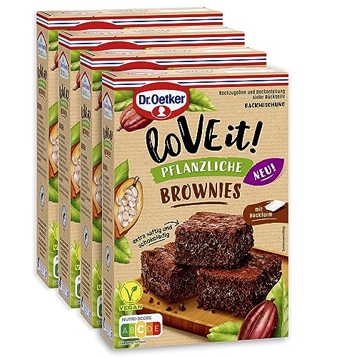 Dr. Oetker LoVE it! Pflanzliche Brownies 4er Pack vegane Backmischung für alle Schokoladen-Fans von Dr. Oetker