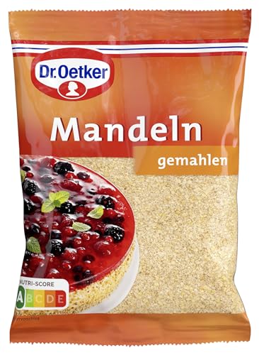 Dr. Oetker Mandeln gemahlen 5er Pack, 5 x 100 g, gemahlene süße Mandeln zum Einbacken und Dekorieren von Gebäck, Torten & Desserts, verzehrfertig, vegan von Dr. Oetker