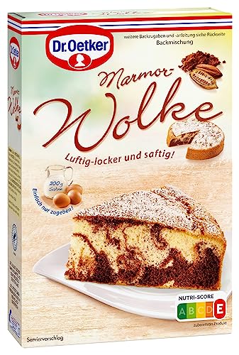 Dr. Oetker Marmor-Wolke, 8 x 455 g, Backmischung für besonders luftig-lockeren Rührkuchen, zum Zubereiten von besonders lockerem und saftigem Marmorkuchen, mit Dekorzucker von Dr. Oetker
