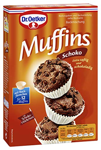 Dr. Oetker Muffins Schoko, 335 g, Backmischung für Rührteig mit Schokotropfen, zum Zubereiten von 12 schokoladigen Muffins, inkl. Papierbackförmchen Dr. Oetker Muffins Schoko, 335 g, Backmischung für Rührteig mit Schokotropfen, zum Zubereiten von 12 schokoladigen Muffins, inkl. Papierbackförmchen von Dr. Oetker