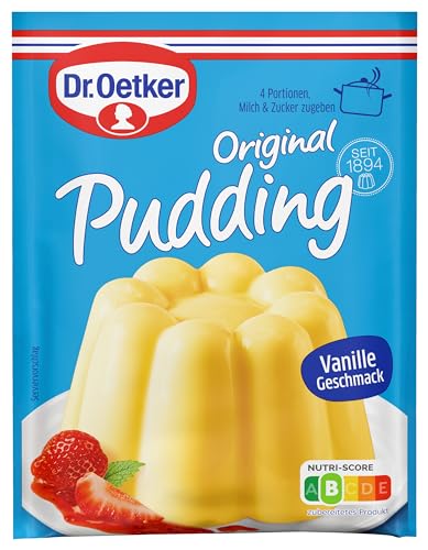 Dr. Oetker Original Pudding Vanille-Geschmack 22er Pack, Puddingpulver zur Zubereitung eines leckeren Desserts mit Vanille Aroma (22 x 3 x 37 g) von Dr. Oetker