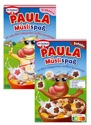 Dr. Oetker Paula Müslispaß 6er Probier-Set Erdbeere & Schoko, 3 x Erdbeere & 3 x Schoko, Frühstücks Müsli, 6er Pack (6 x 330g) von Dr. Oetker