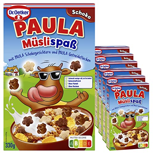 Dr. Oetker Paula Müslispaß Schoko, 7er Packung (7 x 330g) - mit knackigen Getreideflecken und leckeren Schokogesichtern von Dr. Oetker