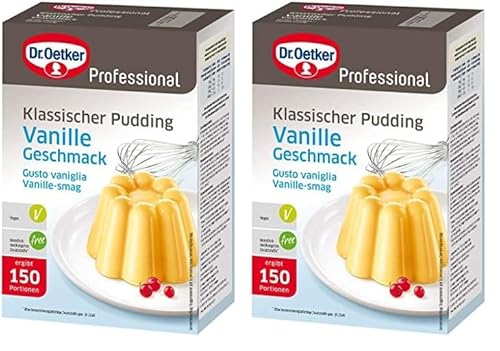 Dr. Oetker Professional Klassischer Pudding mit Vanille-Geschmack, Puddingpulver in 1 kg Packung (Packung mit 2) von Dr. Oetker