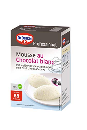 Dr. Oetker Professional Mousse au Chocolat Blanc, mit weißer Raspelschokolade, Dessertpulver in 1 kg Packung von Dr. Oetker