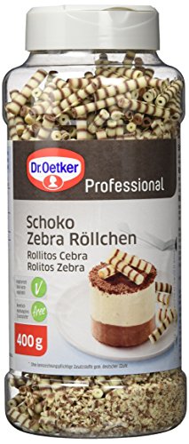 Dr. Oetker Professional Schoko Zebra Röllchen, aus Vollmilch und weißer Schokolade, 400 g Dose von Dr. Oetker