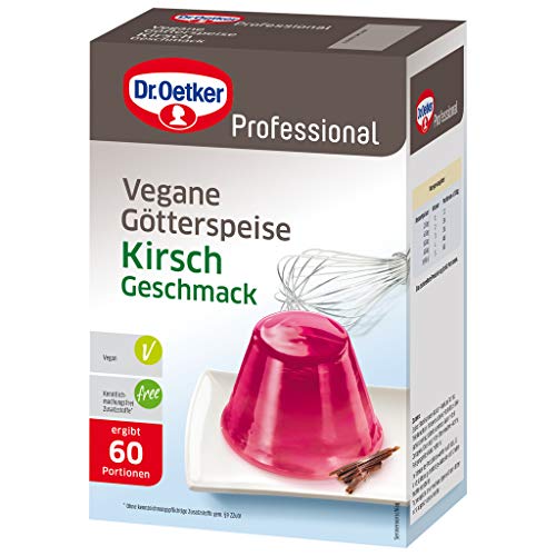 Dr. Oetker Professional Vegane Götterspeise mit Kirsch-Geschmack, Fertig gezuckert, Götterspeisenpulver in 1 kg Packung von Dr. Oetker