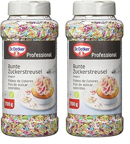 Dr. Oetker Professionell Farbig Zuckerstreusel zum Backen und Dekorieren, 700 g (Packung mit 2) von Dr. Oetker