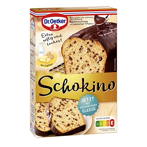Dr. Oetker Schokino Kuchen, 8er Pack (8 x 495 g), Backmischung für Rührkuchen mit Schokoladenflocken und vollflächiger Glasur, vegetarisch von Dr. Oetker