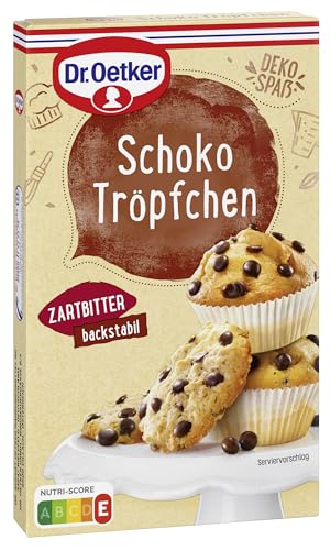 Dr. Oetker Schoko Tröpfchen 10er Pack, 10 x 75 g, kleine Drops aus Zartbitterschokolade, zum Einbacken in Kuchen, Schokolade zum Verfeinern von Torten, Muffins & Co., backstabil, vegan von Dr. Oetker