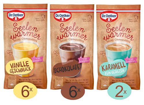 Dr. Oetker Seelenwärmer – 14er Pack Creme-Tassenpudding in den leckeren Geschmacksrichtungen Schokolade, Vanille und Karamell Geschmack von Dr. Oetker