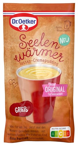 Dr. Oetker Seelenwärmer Tassen-Cremepudding Grieß, 60 g – Pudding-Pulver für die schnelle Zubereitung einer Cremepudding-Nachspeise im Stil von Grießbrei Dr. Oetker Seelenwärmer Tassen-Cremepudding Grieß, 60 g – Pudding-Pulver für die schnelle Zubereitung einer Cremepudding-Nachspeise im Stil von Grießbrei von Dr. Oetker