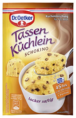 Dr. Oetker Tassenküchlein Schokino 12er Pack, Kuchenmischung für ein Küchlein in der Tasse, mit Vanille-Geschmack & mit Schokoladenstückchen, für die Mikrowelle, einfach zubereitet, vegetarisch Dr. Oetker Tassenküchlein Schokino 12er Pack, Kuchenmischung für ein Küchlein in der Tasse, mit Vanille-Geschmack & mit Schokoladenstückchen, für die Mikrowelle, einfach zubereitet, vegetarisch von Dr. Oetker