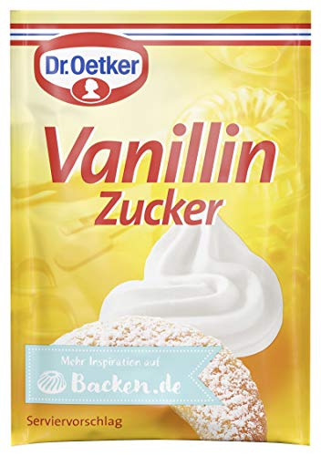 Dr. Oetker Vanillinzucker, 10 x 8 g, Zucker verfeinert mit Vanillin, zum Backen und Süßen von Kuchen, Desserts & Shakes, vegan von Dr. Oetker