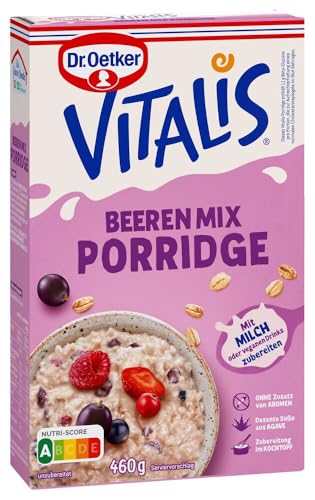 Dr. Oetker Vitalis Beeren Mix Porridge Großpackung – 5er Packung (5 x 460 g), der Snack zum Frühstück mit Haferflocken und Beeren von Dr. Oetker