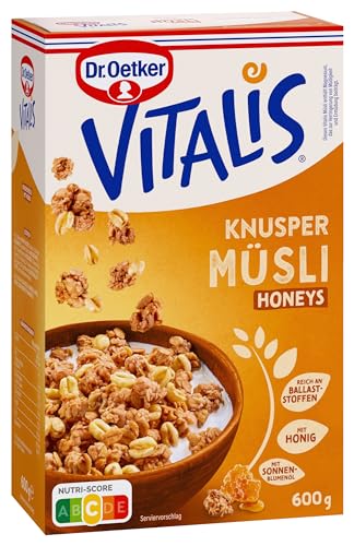 Dr. Oetker Vitalis Knusper Honeys: Knuspermüsli mit Honig, für Frühstück und Zwischendurch, 5er Packung, (5 x 600g) von Dr. Oetker