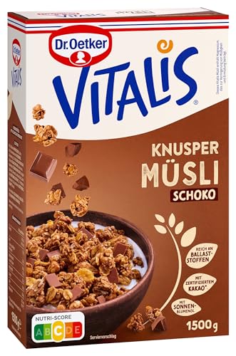 Dr. Oetker Vitalis Knuspermüsli Schoko: Großpackung Knuspermüsli mit Vollmilchschokolade, 4er Packung, (4 x 1,5kg) von Dr. Oetker