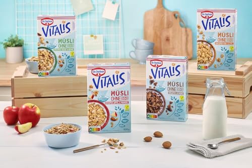 Dr. Oetker Vitalis Müsli ohne Zuckerzusatz 4er Probier-Set, in den Sorten Knusper Pur, Knusper Schoko, Knusper Nüsse & Kerne, Apfel & Mandel, für eine bewusste und zuckerarme Ernährung Dr. Oetker Vitalis Müsli ohne Zuckerzusatz 4er Probier-Set, in den Sorten Knusper Pur, Knusper Schoko, Knusper Nüsse & Kerne, Apfel & Mandel, für eine bewusste und zuckerarme Ernährung von Dr. Oetker