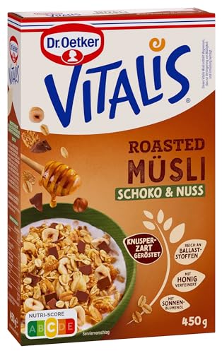 Dr. Oetker Vitalis Roasted Müsli Schokolade Nuss: Knuspriges Schoko-Nuss-Müsli für Frühstück und Zwischendurch, 8er Packung, (8 x 450g) von Dr. Oetker