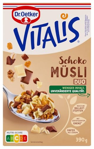 Dr. Oetker Vitalis Schoko Duo, Frühstücksmüsli mit Vollmilch- und weißer Schokolade, 7er Packung (7 x 390g) von Dr. Oetker