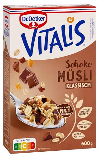 Dr. Oetker Vitalis Schoko Müsli klassisch, Frühstücksmüsli mit Vollmilch- und Zartbitter-Schokolade, 7er Packung (7 x 600g) von Dr. Oetker