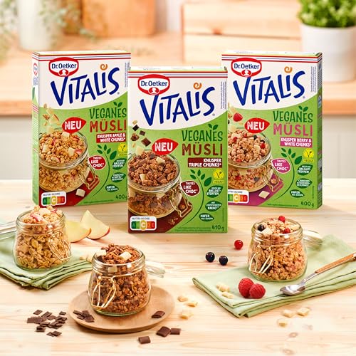 Dr. Oetker Vitalis Veganes Müsli 2x 3 Sorten-Set, 2x Knusper Triple Chunks, 2x Knusper Berry & White Chunks, 2x Knusper Apple & White Chunks von Dr. Oetker