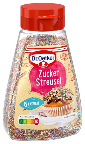 Dr. Oetker Zucker Streusel 8er Pack, 8 x 130 g, bunte Streusel aus Zuckermasse, Streudekor zum Verzieren von Kuchen, Torten & Desserts, effektvolle Backdekoration, mit 8 Farben von Dr. Oetker