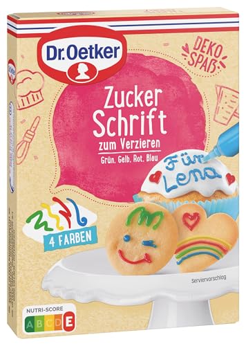 Dr. Oetker Zuckerschrift 4 Farben 4er Pack, 4 x 4 x 25 g Tube, bunte Schrift aus Zucker-Dekor-Creme, zum Dekorieren und Beschriften von Torten, Kuchen & Cupcakes, individuelle Kuchendeko Dr. Oetker Zuckerschrift 4 Farben 4er Pack, 4 x 4 x 25 g Tube, bunte Schrift aus Zucker-Dekor-Creme, zum Dekorieren und Beschriften von Torten, Kuchen & Cupcakes, individuelle Kuchendeko von Dr. Oetker