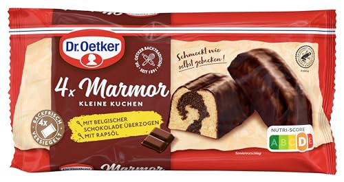Dr. Oetker fertige kleine Marmorkuchen 5er Pack, jeweils 4 Stück à 35 g, Mini Rührkuchen aus Rührmasse mit Vanillegeschmack und Kakao-Rührmasse, glasiert mit Schokolade, einzeln verpackt von Dr. Oetker