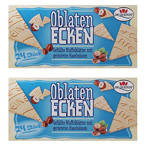 2er Pack Dr. Quendt Oblaten-Ecken Haselnuss (2 x 72 g) gefültte Waffel Waffelecken Oblatenwaffeln DDR Ostprodukt von Dr. Quendt