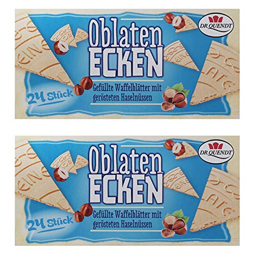 2er Pack Dr. Quendt Oblaten-Ecken Haselnuss (2 x 72 g) gefültte Waffel Waffelecken Oblatenwaffeln DDR Ostprodukt von Dr. Quendt