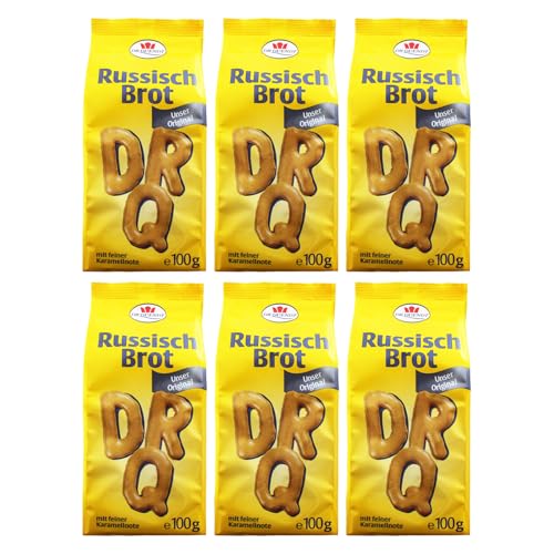 6er Pack Dr. Quendt Dresdner Russisch Brot (6 x 100 g) in Buchstabenform mit viel Karamell natürlich gebacken von Dr. Quendt