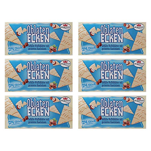 6er Pack Dr. Quendt Oblaten-Ecken Haselnuss (6 x 72 g) gefültte Waffel Waffelecken Oblatenwaffeln DDR Ostprodukt von Dr. Quendt