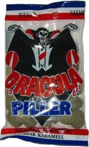 30 Beutel à 65 g Dracula-Piller – Original – Schwedisch – Heißer Salmiak – Salmiakki – Salzige Lakritz – Karamell – Gekocht – hart – Süßigkeiten von Dracula