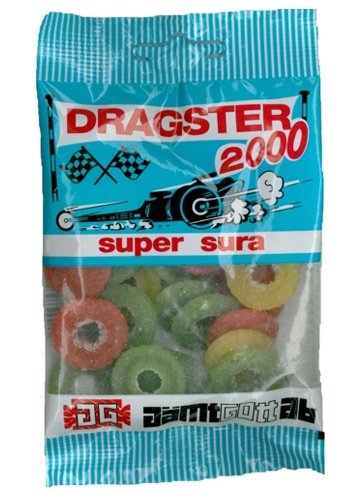Dragster 2000 Super Sura – Original – Schwedisch – Obst – Sauer – Weingummi – Süßigkeiten – 50 Beutel à 50 g Dragster 2000 Super Sura – Original – Schwedisch – Obst – Sauer – Weingummi – Süßigkeiten – 50 Beutel à 50 g von Dragster 2000