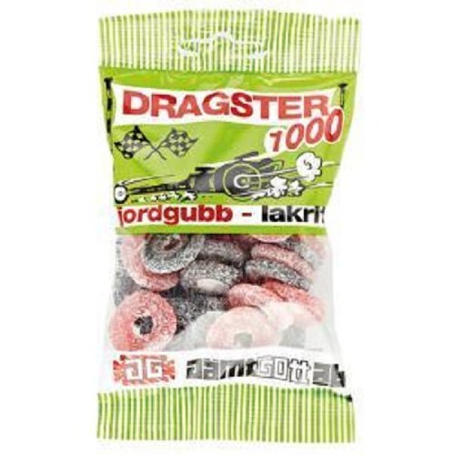 Dragster 3 Beutel à 50 g 1000 Original schwedische Mischung aus Erdbeere und Salzigen Süßholz-Wein, Gums, Süßigkeiten von Dragster - Traditional Swedish Candy