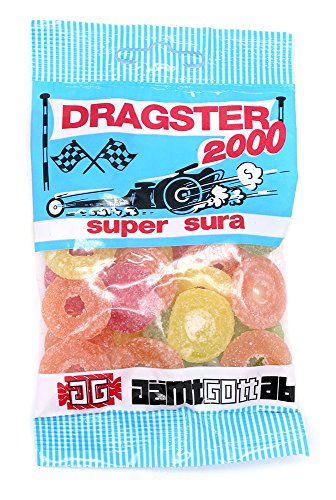 Dragster 2000 Super Sura – Super Sour – Original schwedische fruchtige Sauer-Räder, Weingummis, Süßigkeiten, 65 g, 3er-Pack von Dragster - Traditional Swedish Candy