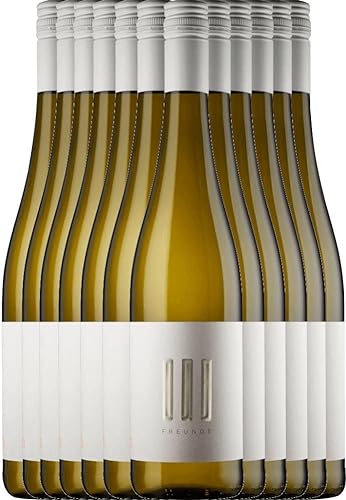 VINELLO 12er Weinpaket Weißwein - Riesling trocken 2021 - Drei Freunde mit VINELLO.weinausgießer | 12 x 0,75 Liter von Drei Freunde