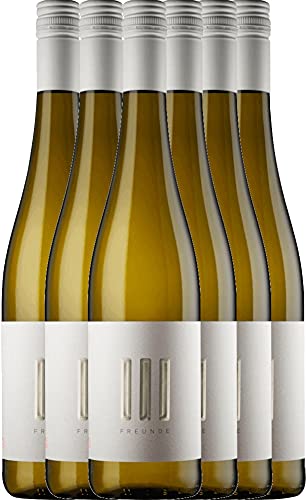 VINELLO 6er Weinpaket Weißwein - Riesling trocken 2021 - Drei Freunde mit VINELLO.weinausgießer | 6 x 0,75 Liter von Drei Freunde