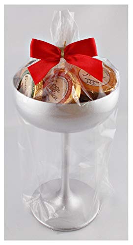 18 DreiMeister Edelschokoladen Golddublonen in 6 edlen Sorten Herkunftsschokolade in Sektschale aus Glas von DreiMeister