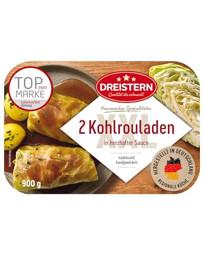 DREISTERN Kohlrouladen 900g I Mit würziger Fleischfüllung in Sauce I Herzhaftes Fertiggericht in Mikrowellenschale I Lange Haltbarkeit dank natürlicher Konservierung I Hausmacher Qualität von DREISTERN