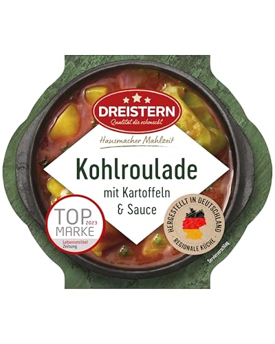 DREISTERN Kohlroulade 400g I Mit würziger Fleischfüllung in Sauce I Herzhaftes Fertiggericht in Mikrowellenschale I Lange Haltbarkeit dank natürlicher Konservierung I Hausmacher Qualität DREISTERN Kohlroulade 400g I Mit würziger Fleischfüllung in Sauce I Herzhaftes Fertiggericht in Mikrowellenschale I Lange Haltbarkeit dank natürlicher Konservierung I Hausmacher Qualität von DREISTERN