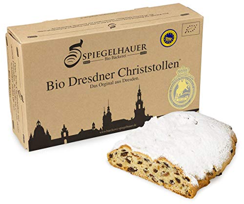 Bio Dresdner Christstollen 1 kg echter Dresdner Stollen im Präsentkarton ohne Palmöl von Bäckerei Spiegelhauer