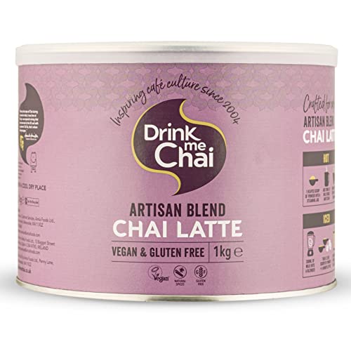 Drink me Chai Artisan Blend Chai Latte 1kg (1er Pack), nur Milch hinzufügen, veganes & glutenfreies Chai Latte Pulver (insgesamt 50 Portionen) von Drink Me Chai