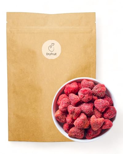 Dry-Fruit - Erdbeeren gefriergetrocknet 1 KG | Jumbo | ohne Zusätze, ohne Farbstoffe - naturbelassen | gefriergetrocknete Früchte | ideal als gesunder Snack, im Smoothie oder Müsli von Dry Fruit