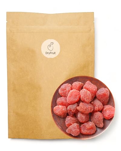 Erdbeeren kandiert 500g | getrocknet | saftig kandiert | aromatisch und fruchtig-süß | ganze Stücke | Jumbo Choice | für Müsli, Joghurt oder Smoothie von Dry Fruit