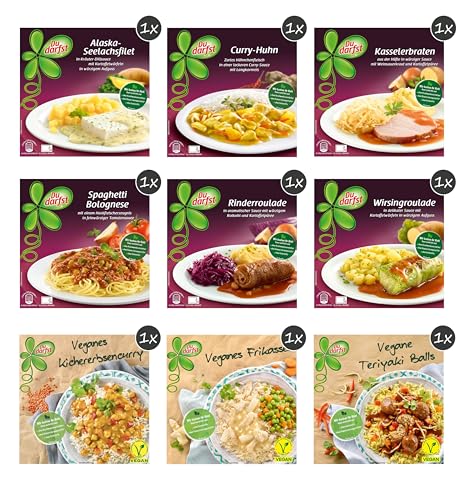 Du darfst Probierpaket - neun verschiedene Fertiggerichte für die Mikrowelle/Wasserbad - inkl. veganen Menüs - Du darfst Du darfst Probierpaket - neun verschiedene Fertiggerichte für die Mikrowelle/Wasserbad - inkl. veganen Menüs - Du darfst von Du darfst